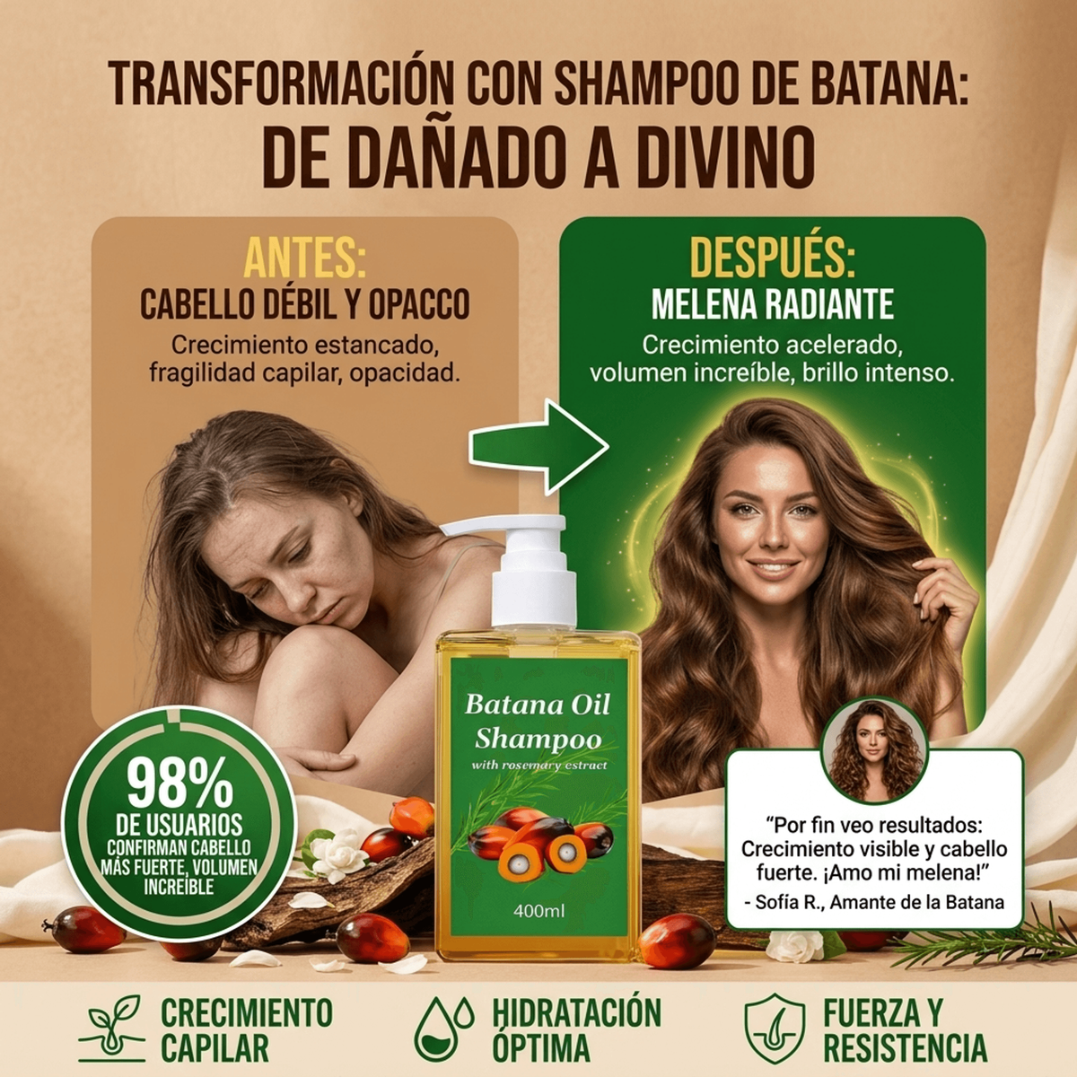 SHAMPOO DE BATANA 400 ML + 1 ACEITE DE BATANA GRATIS - ORIGINAL