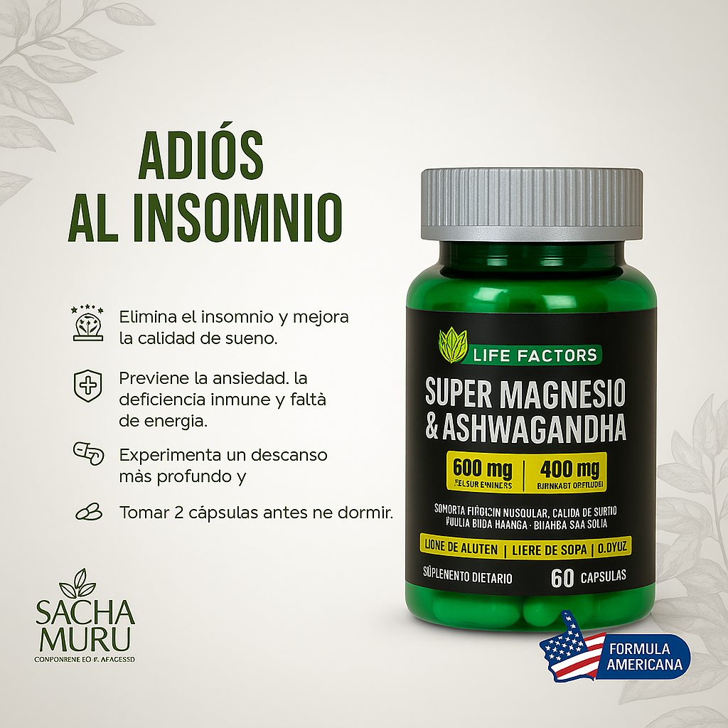 SUPER MAGNESIO Y ASHWAGANDHA - PREMIUM